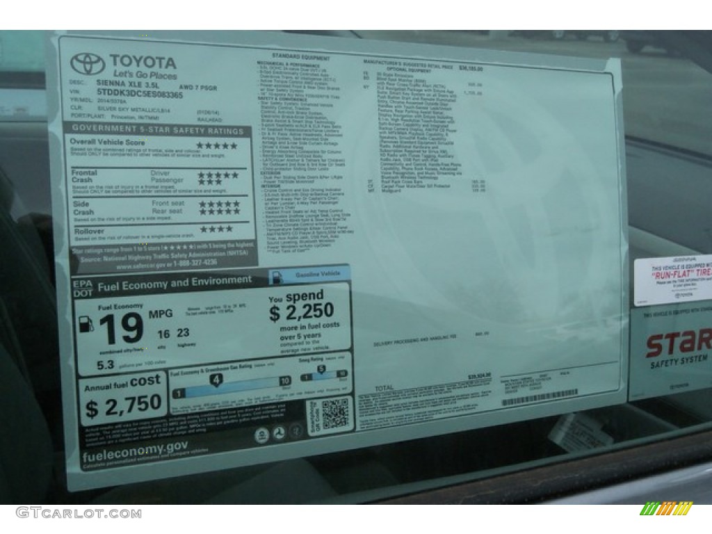 2014 Sienna XLE AWD - Silver Sky Metallic / Light Gray photo #11