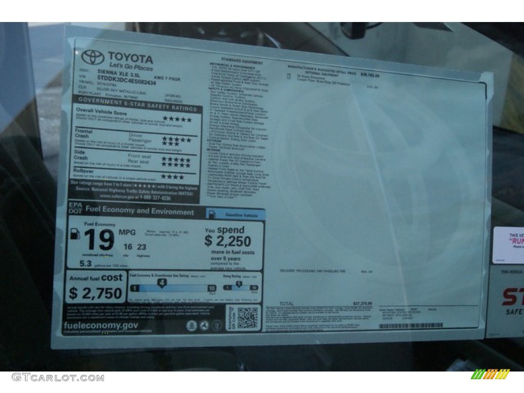 2014 Sienna XLE AWD - Silver Sky Metallic / Light Gray photo #11