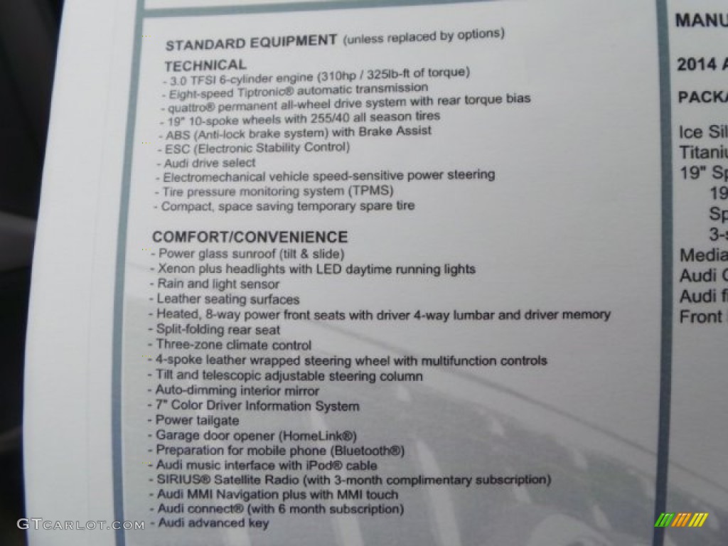 2014 Audi A7 3.0T quattro Premium Plus Window Sticker Photo #92112827