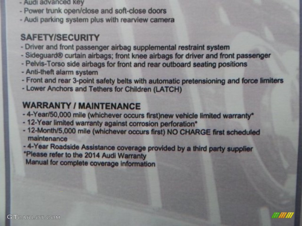 2014 Audi A8 4.0T quattro Window Sticker Photo #92115347
