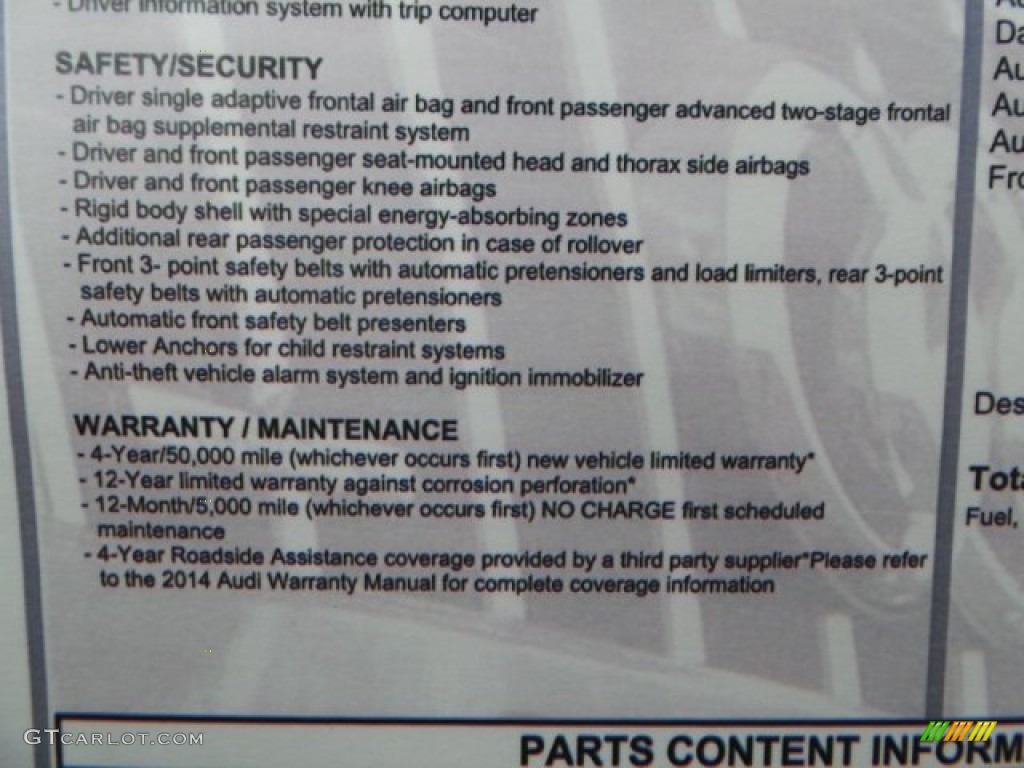 2014 Audi A5 2.0T Cabriolet Window Sticker Photo #92116058