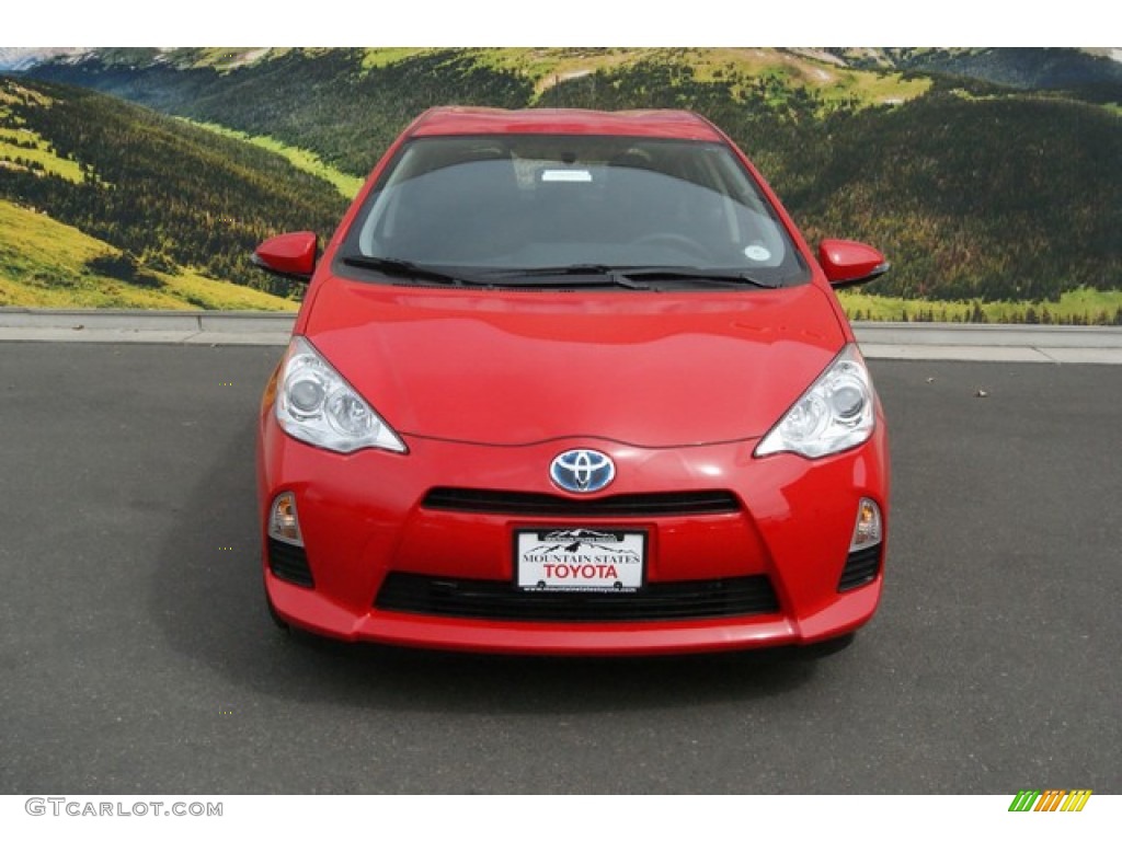 2014 Prius c Hybrid Two - Absolutely Red / Light Blue Gray/Black photo #2