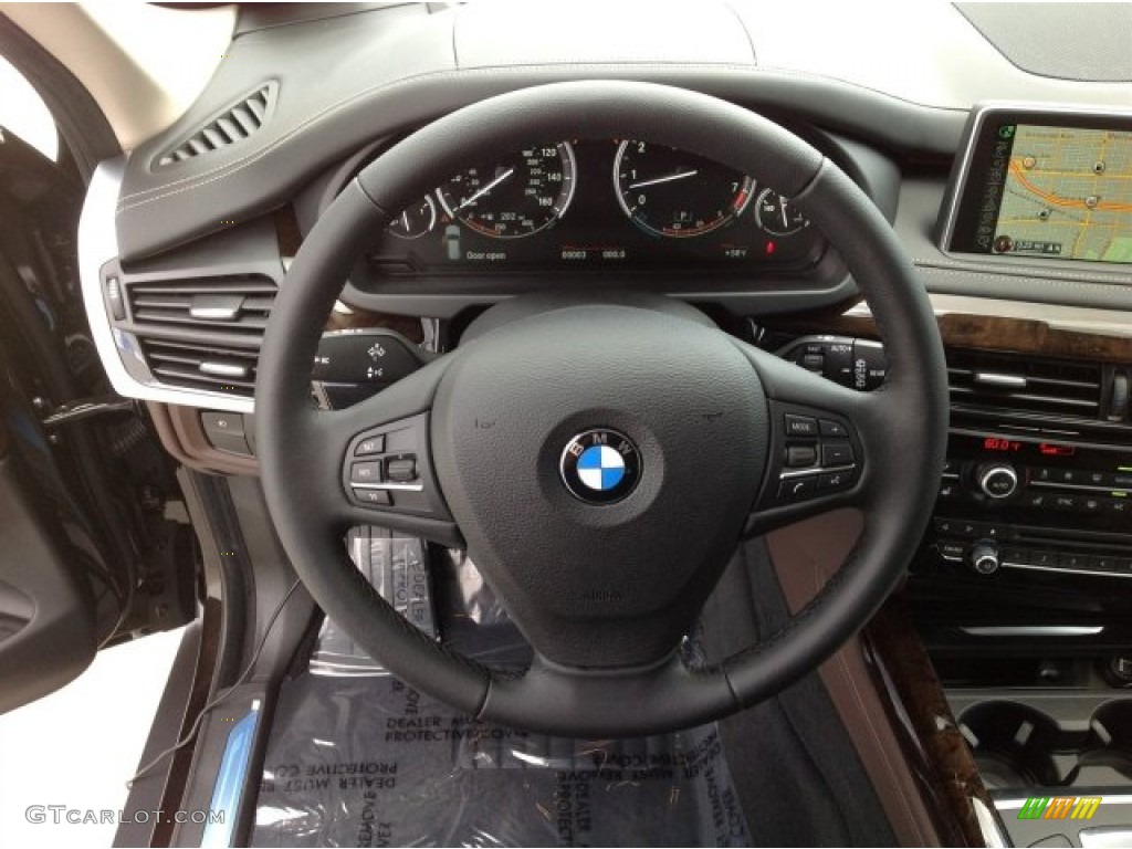 2014 BMW X5 sDrive35i Mocha Steering Wheel Photo #92123828