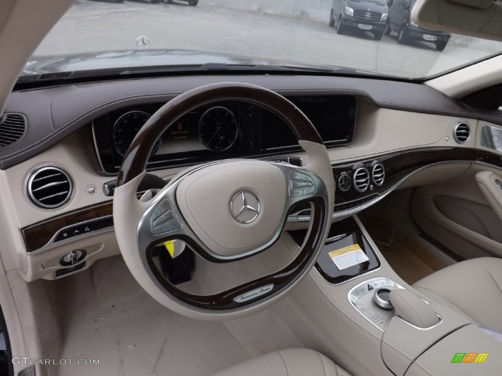 Silk Beige/Espresso Brown Interior 2014 Mercedes-Benz S 550 4MATIC Sedan Photo #92128187