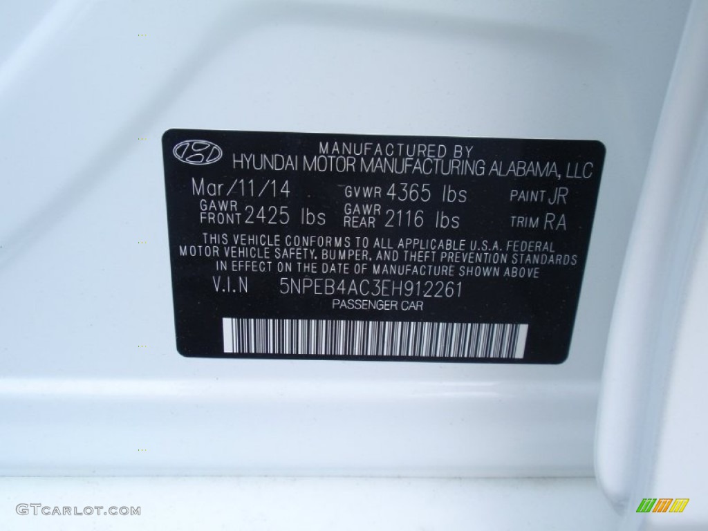 2014 Sonata GLS - Pearl White / Gray photo #32