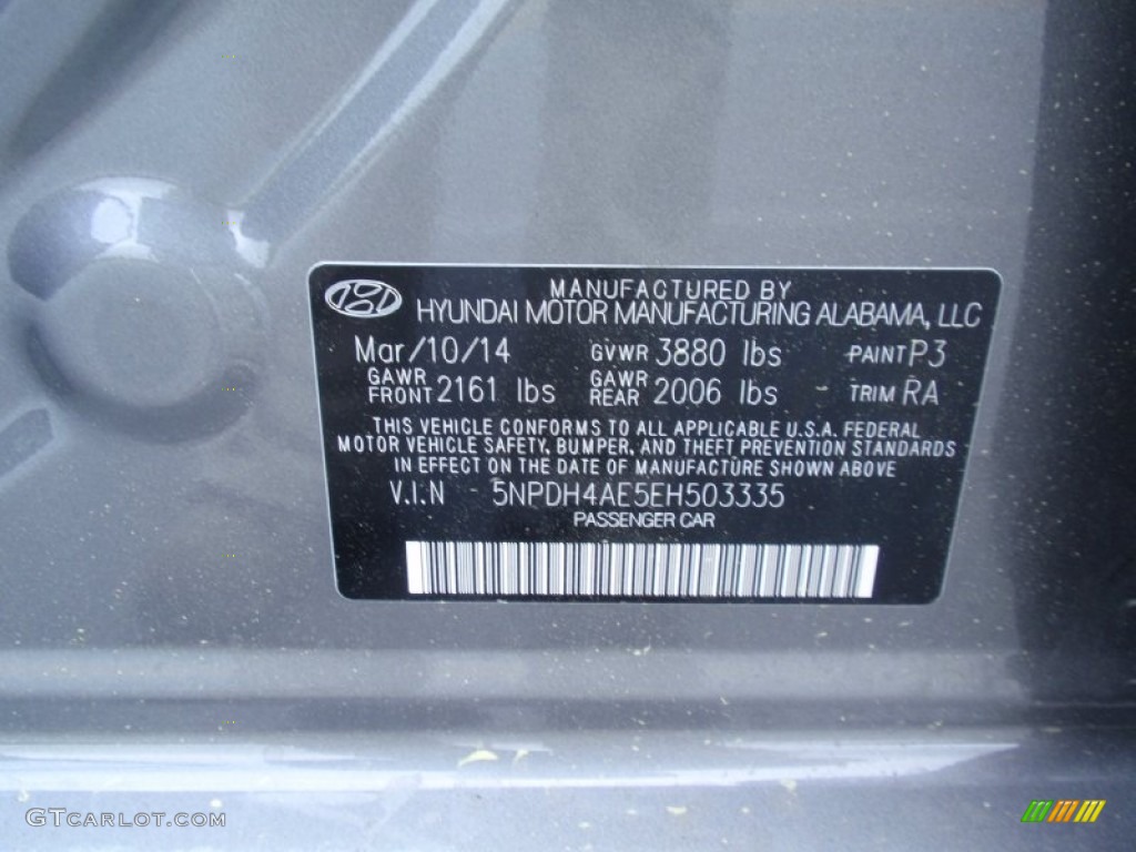 2014 Elantra Limited Sedan - Gray / Gray photo #33
