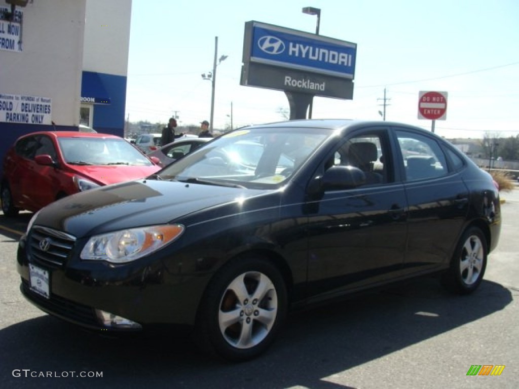 2007 Elantra GLS Sedan - Black Pearl / Gray photo #1