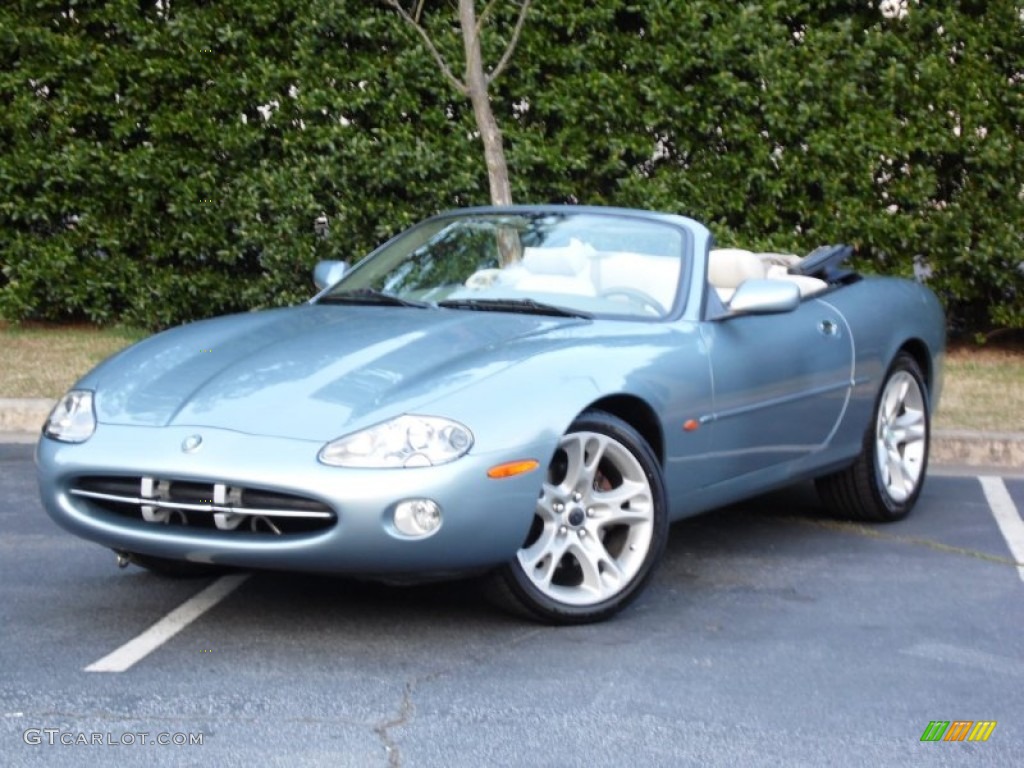 2003 XK XK8 Convertible - Pacific Blue Metallic / Ivory photo #1