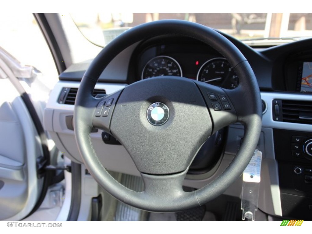2011 BMW 3 Series 328i xDrive Sedan Gray Dakota Leather Steering Wheel Photo #92158702