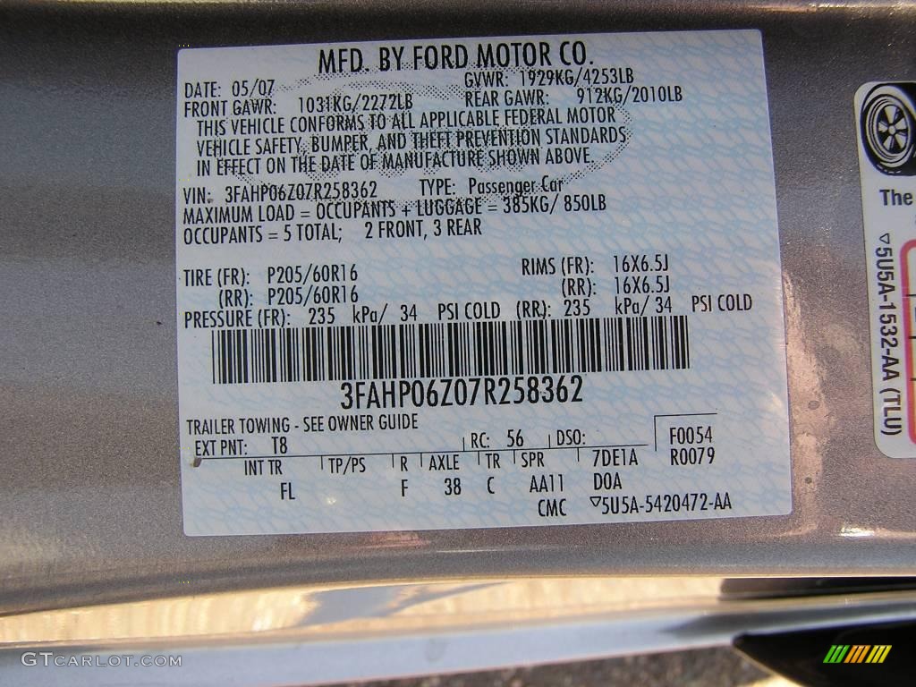 2007 Fusion S - Tungsten Grey Metallic / Camel photo #20