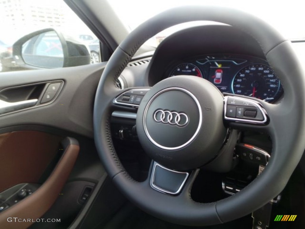 2015 Audi A3 2.0 Premium quattro Chestnut Brown Steering Wheel Photo #92170589