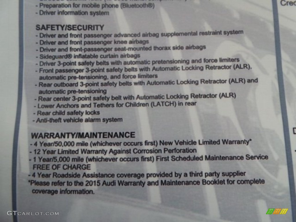 2015 Audi A3 2.0 Premium quattro Window Sticker Photo #92170747