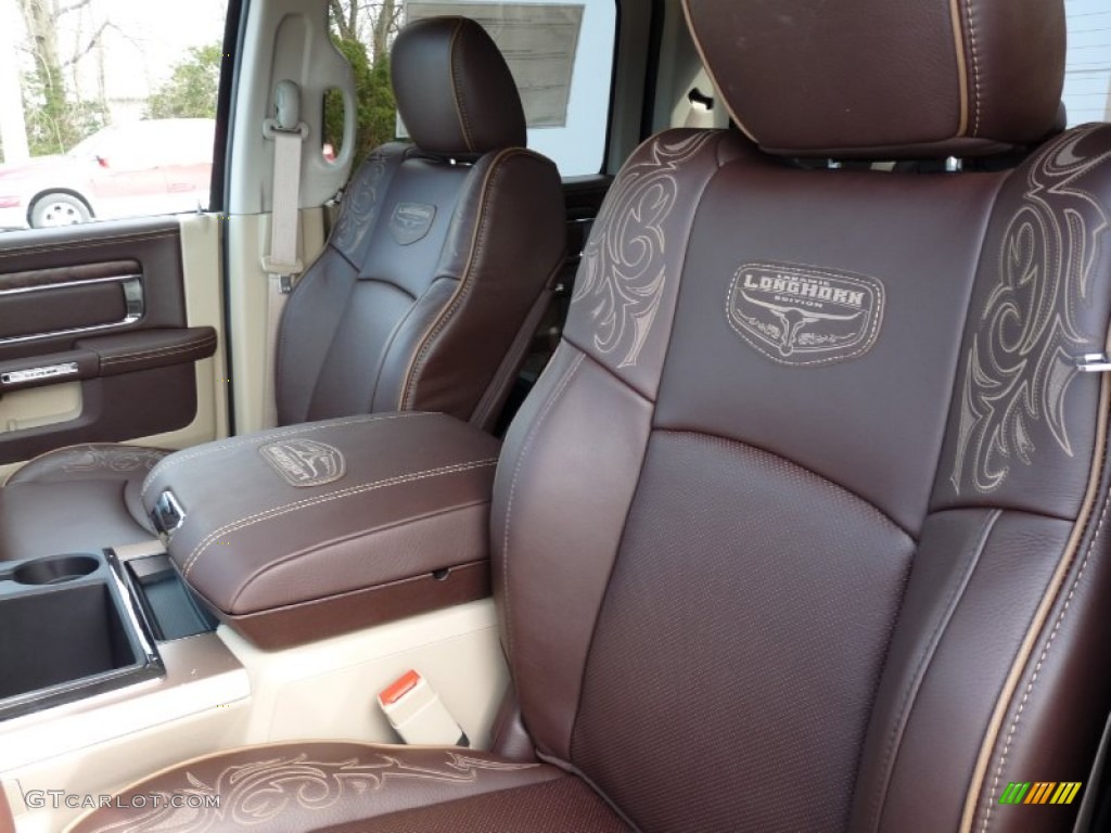 Canyon Brown/Light Frost Beige Interior 2014 Ram 1500 Laramie Longhorn Crew Cab 4x4 Photo #92172514