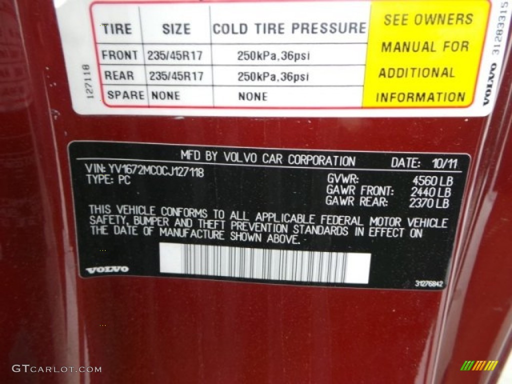 2012 C70 T5 - Flamenco Red Metallic / Calcite/Off Black photo #30
