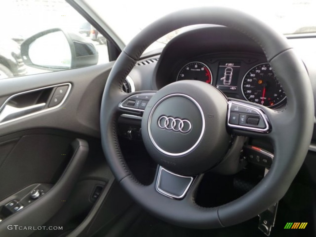 2015 Audi A3 2.0 Premium quattro Black Steering Wheel Photo #92178733