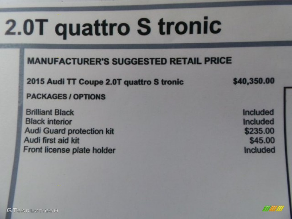 2015 Audi TT 2.0T quattro Coupe Window Sticker Photo #92179741