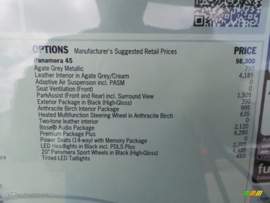 2014 Porsche Panamera 4S Window Sticker Photo #92183815