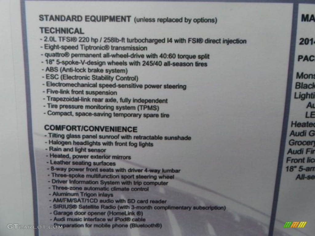 2014 Audi A5 2.0T quattro Coupe Window Sticker Photo #92199527