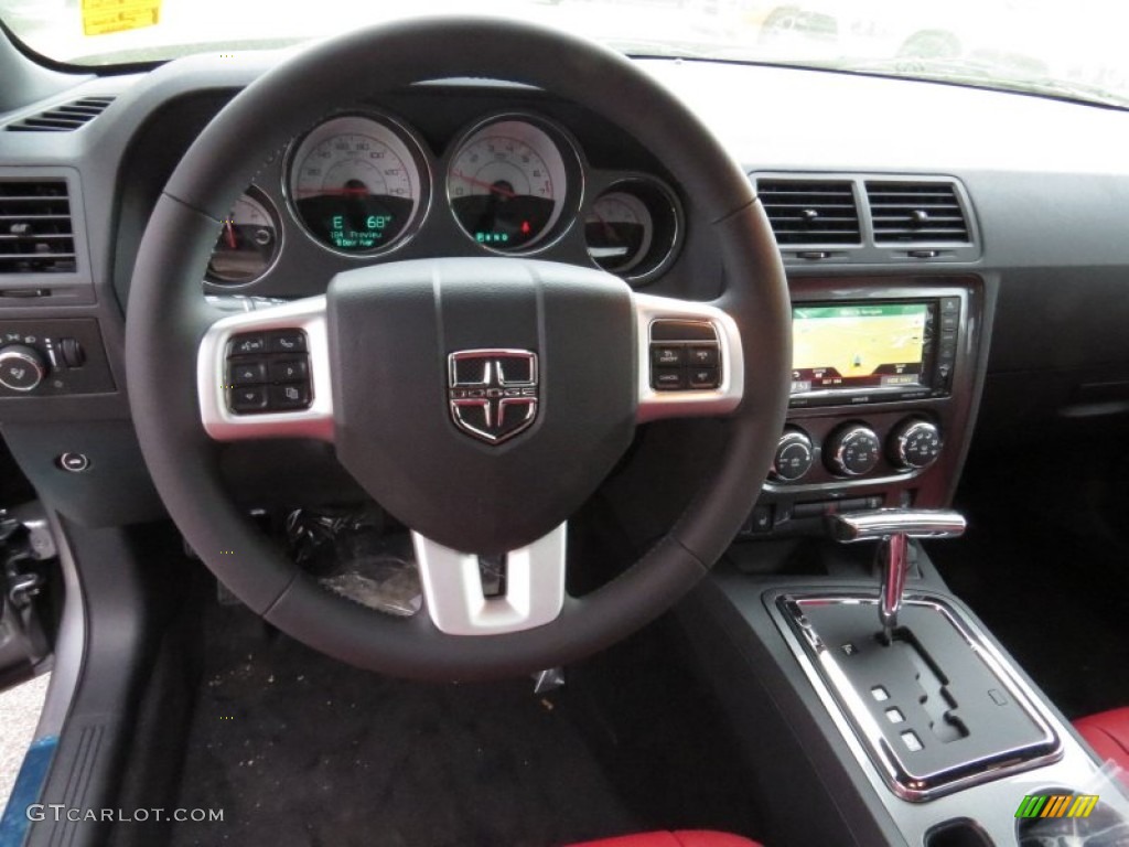 2014 Dodge Challenger SXT Plus Dark Slate Gray/Radar Red Dashboard Photo #92215399