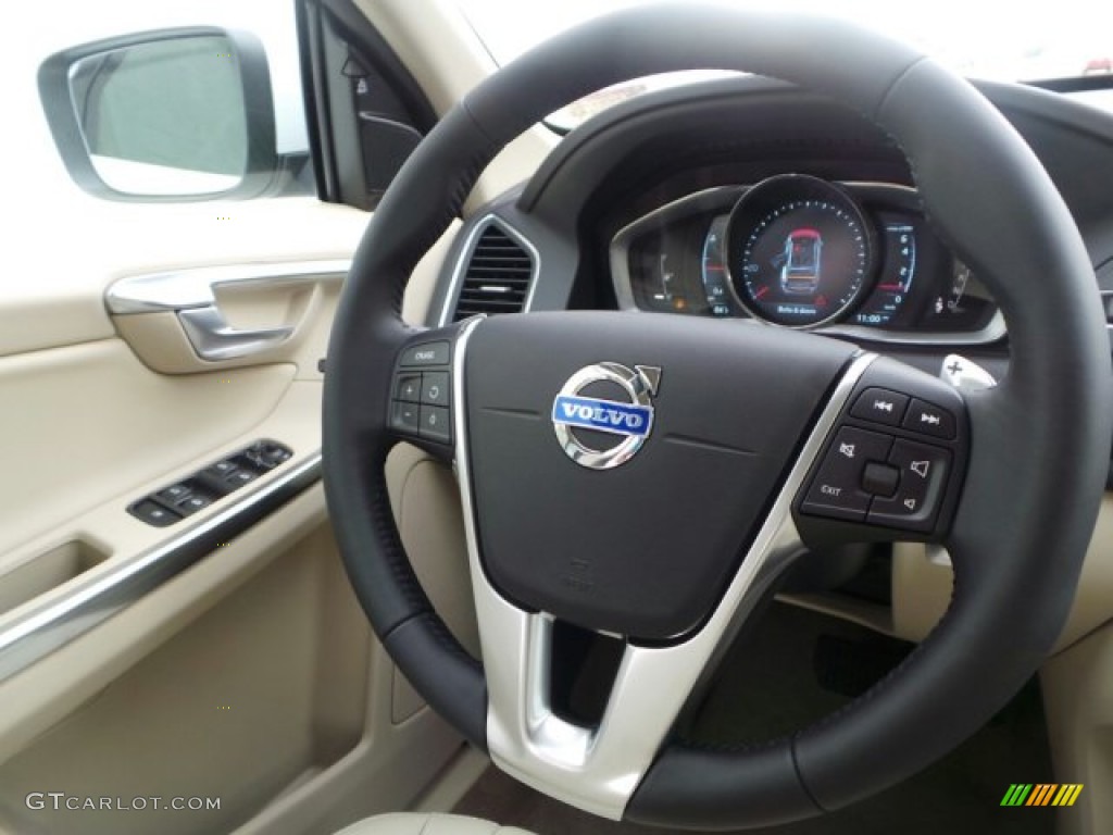 2015 Volvo XC60 T6 AWD Soft Beige Steering Wheel Photo #92217925