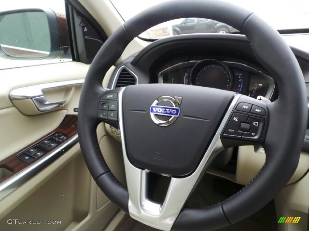 2015 Volvo XC60 T6 AWD Soft Beige Steering Wheel Photo #92220385