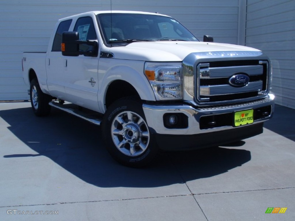 2014 F250 Super Duty Lariat Crew Cab 4x4 - White Platinum Tri-Coat / Black photo #1