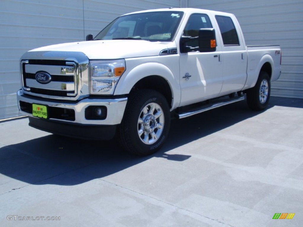 2014 F250 Super Duty Lariat Crew Cab 4x4 - White Platinum Tri-Coat / Black photo #7
