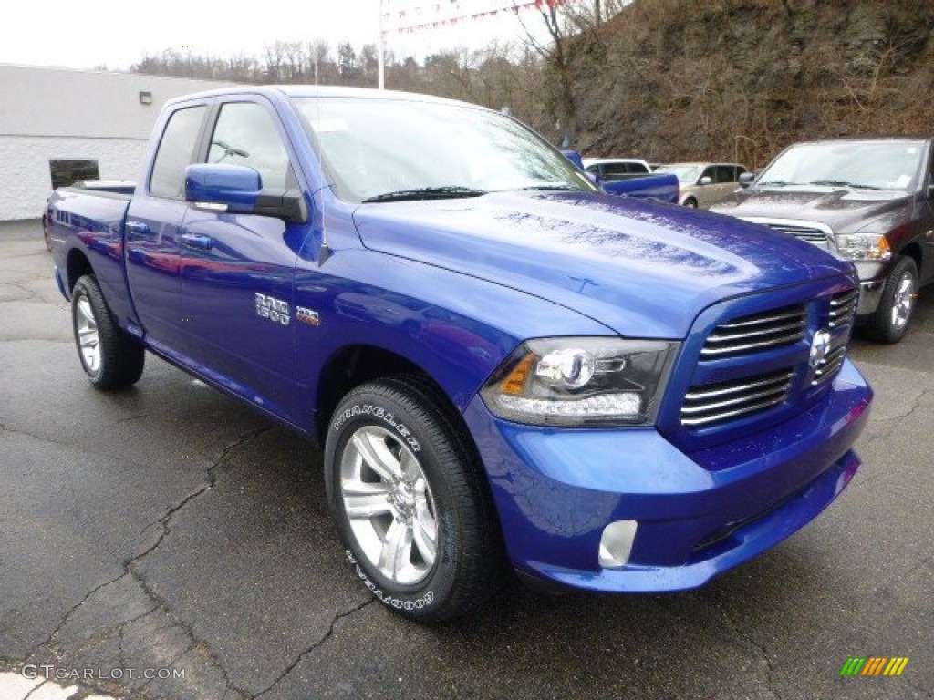 2014 1500 Sport Quad Cab 4x4 - Blue Streak Pearl Coat / Black photo #7