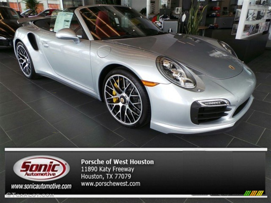 2014 911 Turbo S Cabriolet - Rhodium Silver Metallic / Carrera Red Natural Leather photo #1