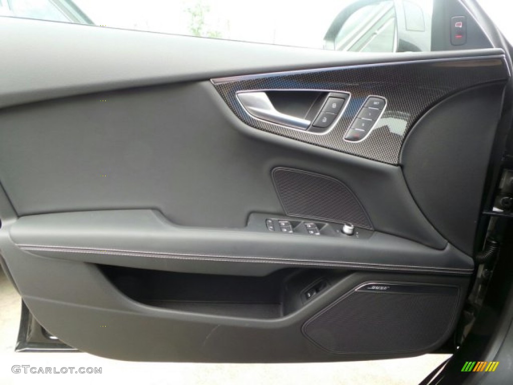 2014 Audi S7 Prestige 4.0 TFSI quattro Black Valcona w/Diamond Contrast Stitching Door Panel Photo #92236823
