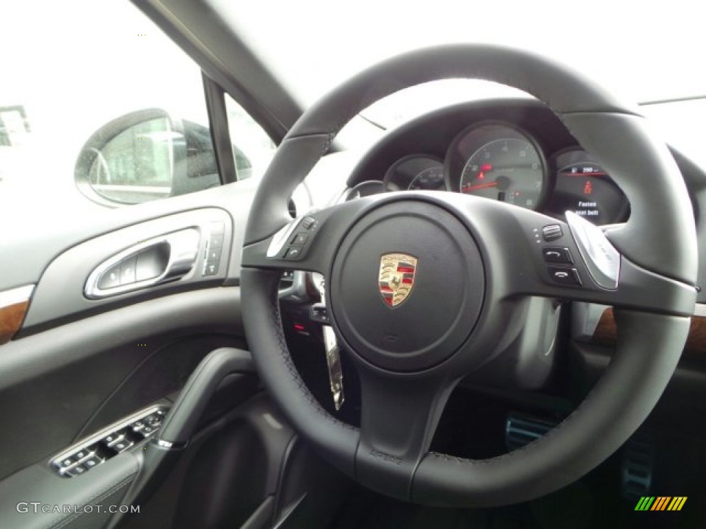 2014 Porsche Cayenne S Hybrid Black Steering Wheel Photo #92237678