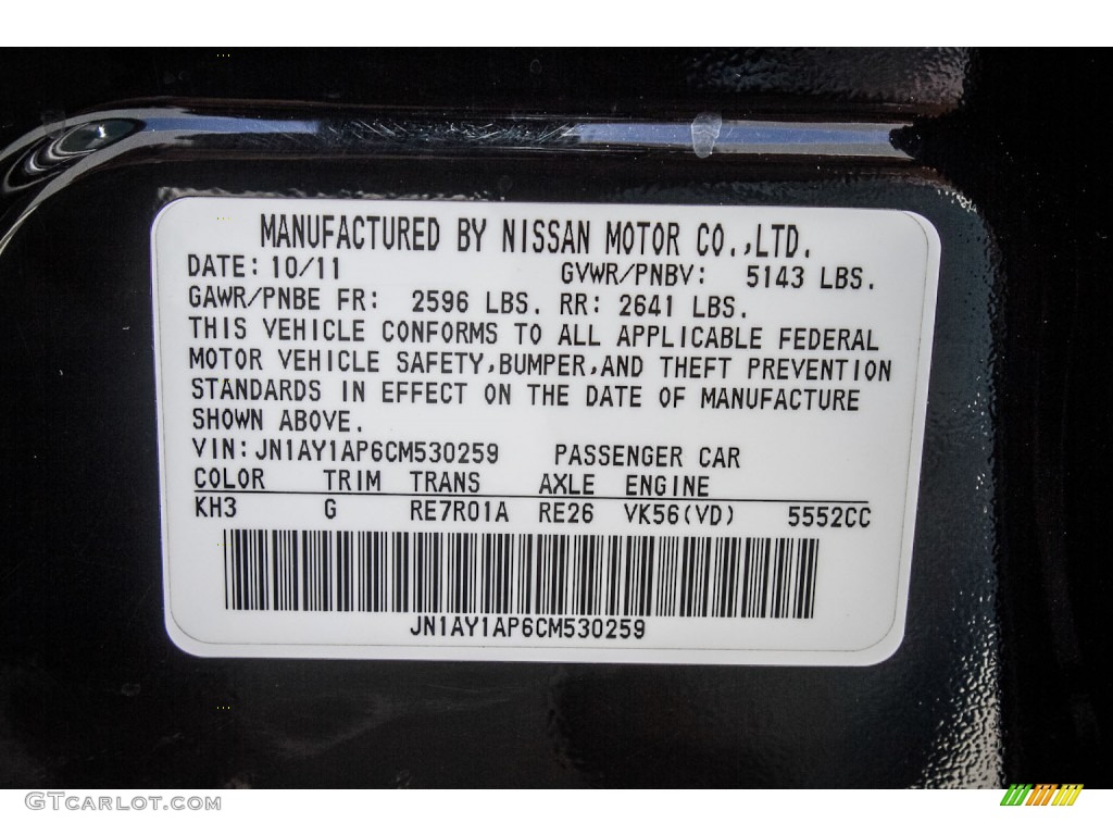 2012 Infiniti M 56 Sedan Color Code Photos