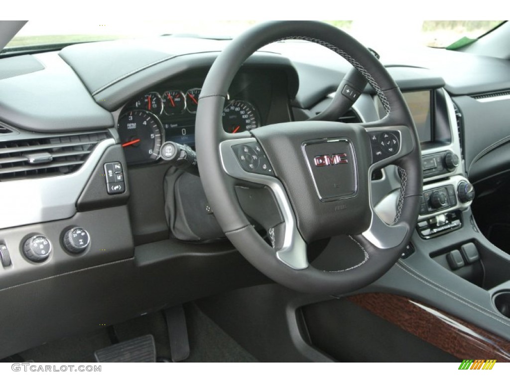 2015 GMC Yukon XL SLT 4WD Jet Black Steering Wheel Photo #92258978