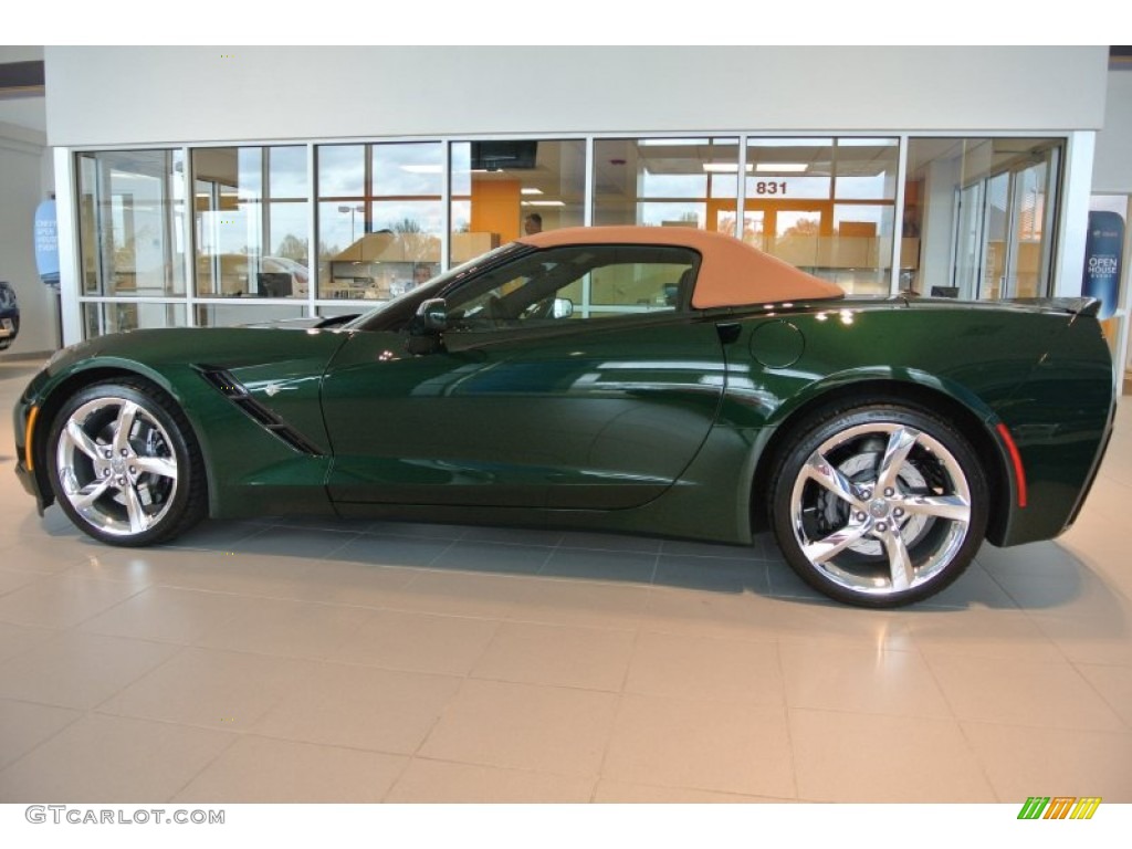 2014 Corvette Stingray Convertible Z51 Premiere Edition - Lime Rock Green Metallic / Premire Edition Brownstone Suede photo #3