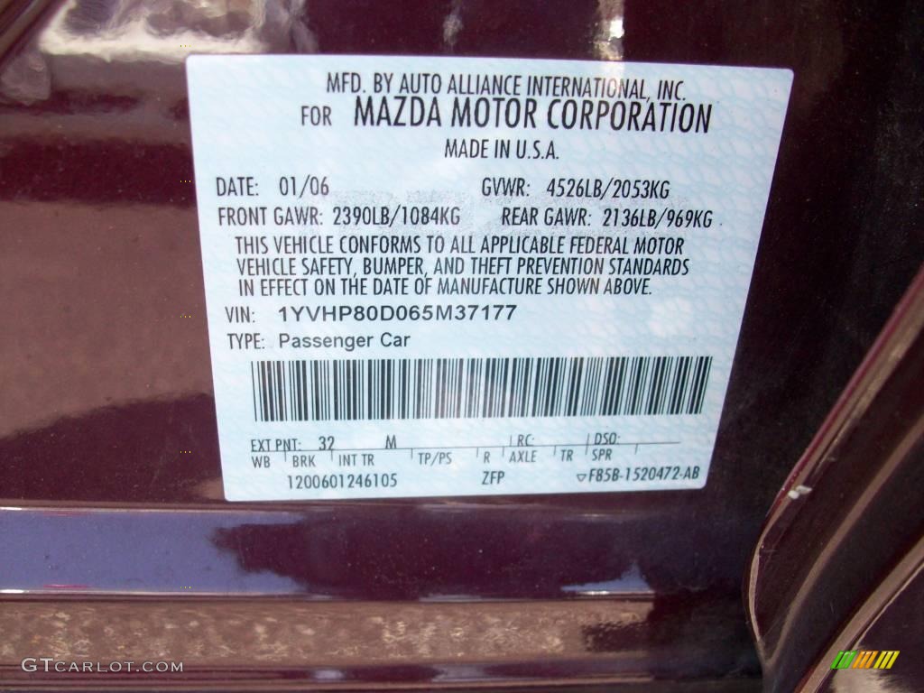 2006 MAZDA6 s Sedan - Dark Cherry Metallic / Beige photo #39