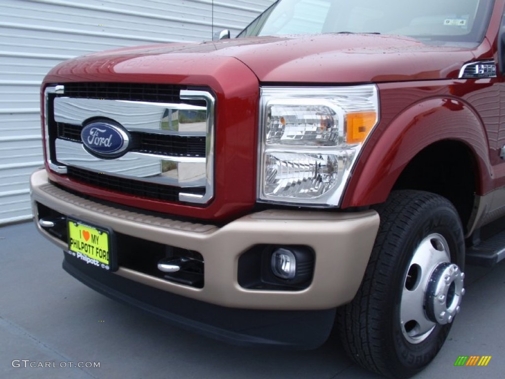 2014 F350 Super Duty King Ranch Crew Cab 4x4 Dually - Ruby Red Metallic / Adobe photo #12