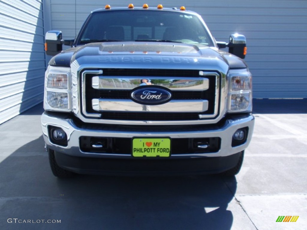2014 F350 Super Duty Lariat Crew Cab 4x4 Dually - Tuxedo Black Metallic / Black photo #8