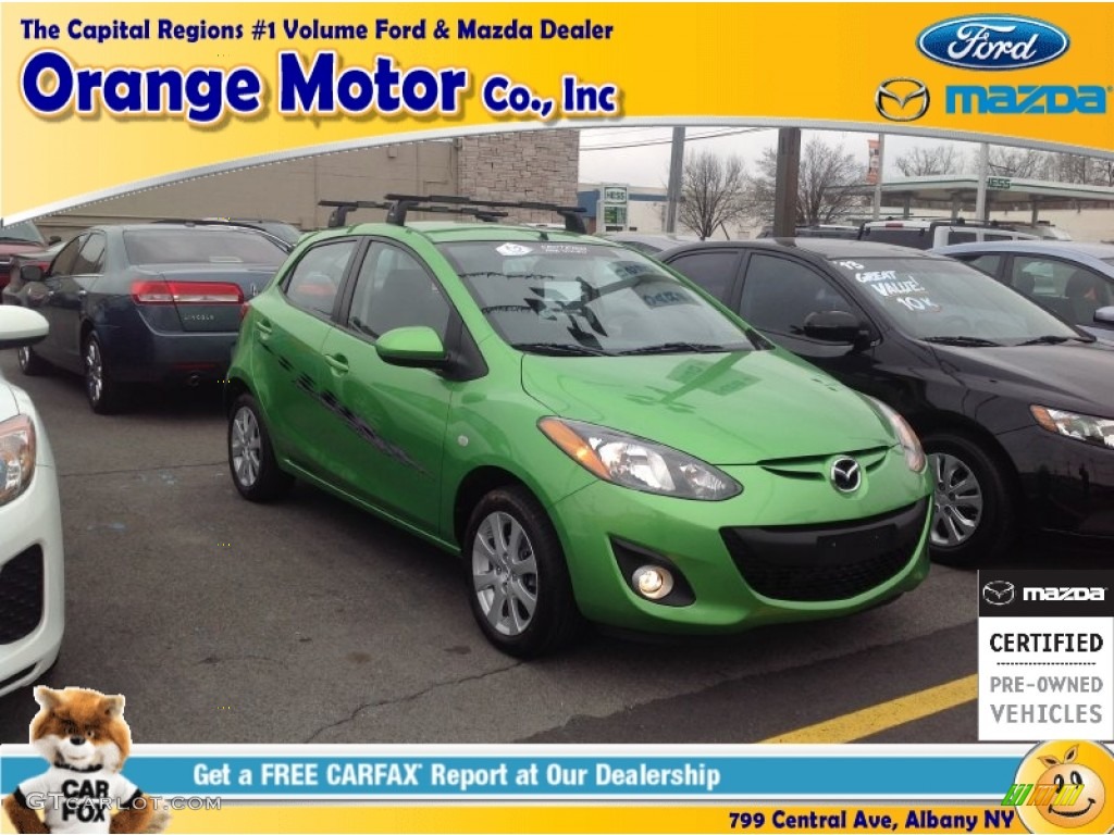 2011 MAZDA2 Touring - Spirited Green Metallic / Black/Red Piping photo #1