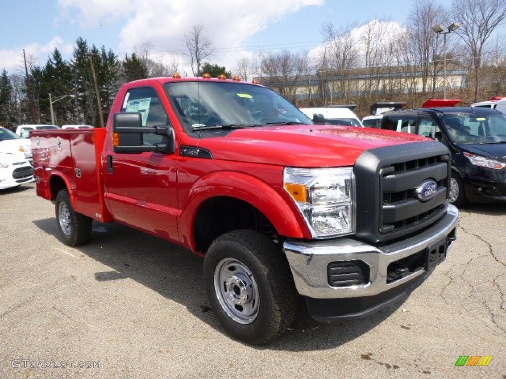 Vermillion Red 2014 Ford F250 Super Duty XL Regular Cab 4x4 Utility Truck Exterior Photo #92323761