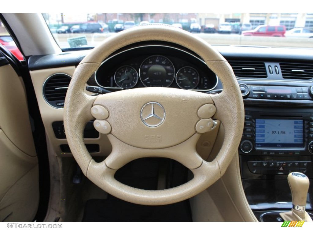 2008 Mercedes-Benz CLS 550 Cashmere Beige Steering Wheel Photo #92334419