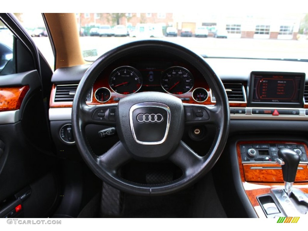 2007 Audi A8 4.2 quattro Black/Amaretto Steering Wheel Photo #92335029