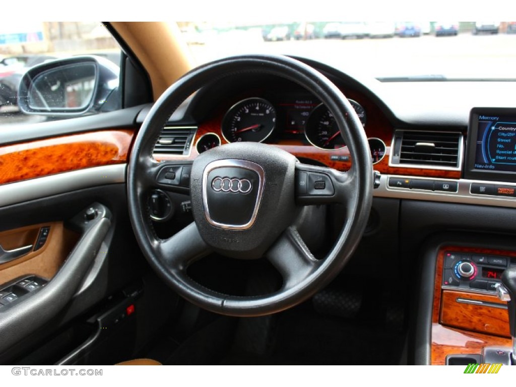 2007 Audi A8 4.2 quattro Black/Amaretto Dashboard Photo #92335044