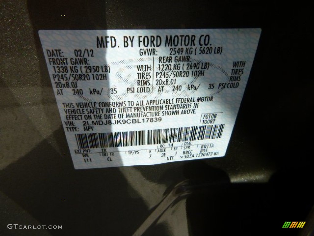 2012 MKX AWD - Mineral Gray Metallic / Medium Light Stone photo #23