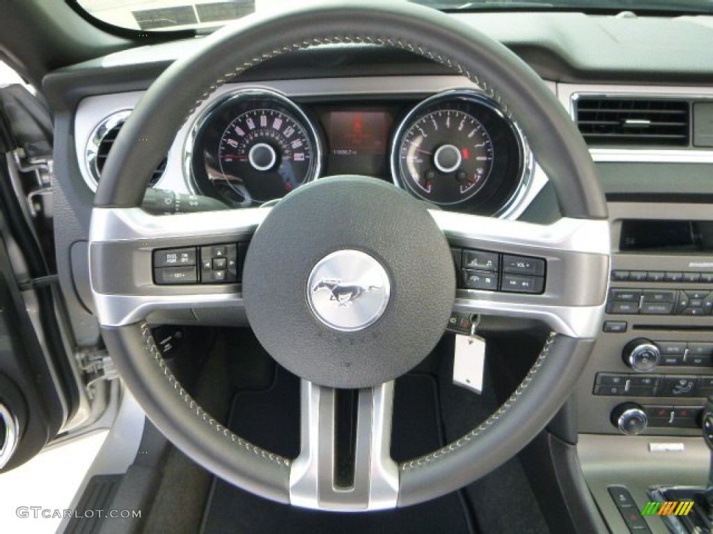 2014 Ford Mustang V6 Premium Convertible Charcoal Black Steering Wheel Photo #92351187
