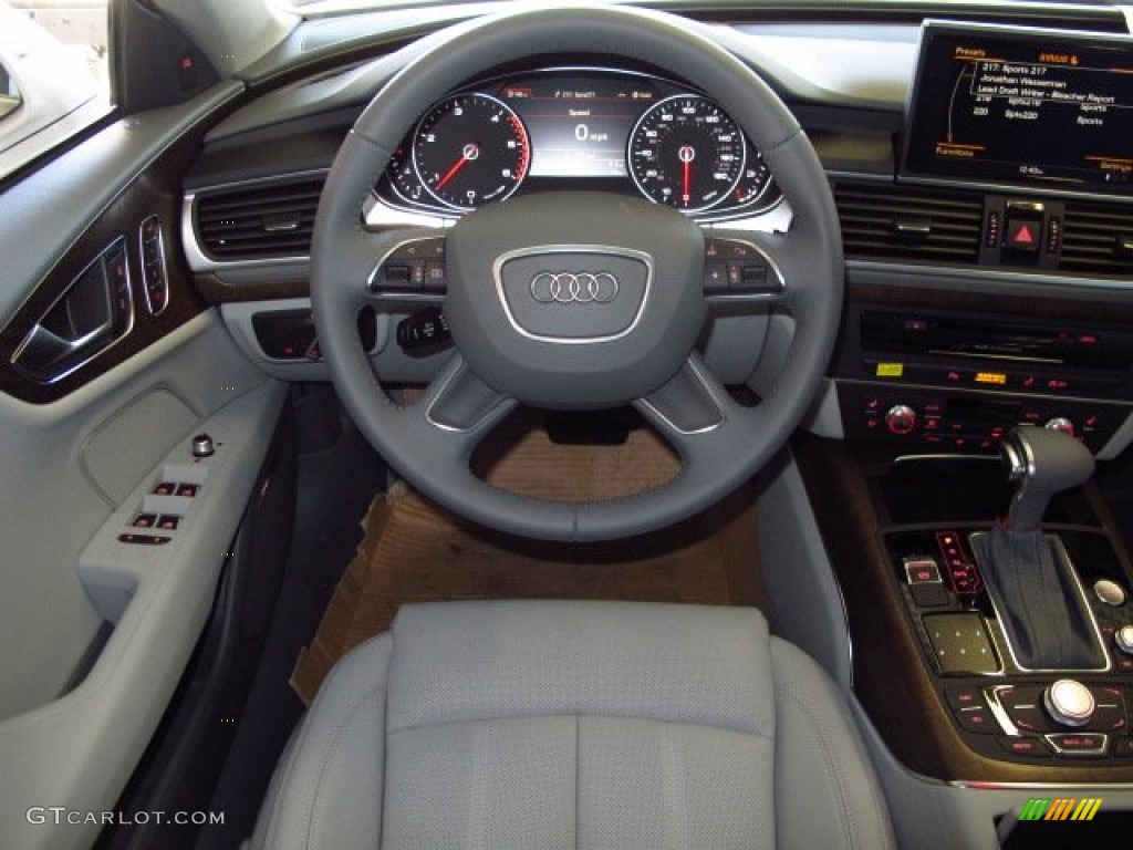 2014 Audi A7 3.0 TDI quattro Prestige Titanium Gray Steering Wheel Photo #92354376