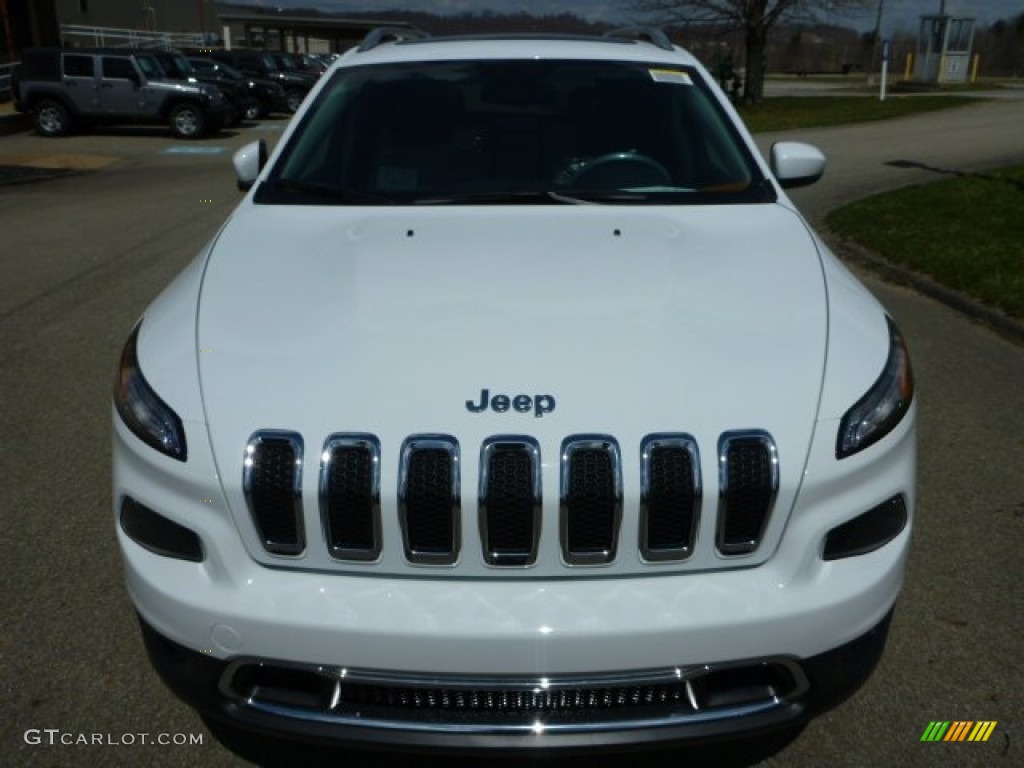 2014 Cherokee Limited 4x4 - Bright White / Vesuvio - Jeep Brown/Indigo Blue photo #8