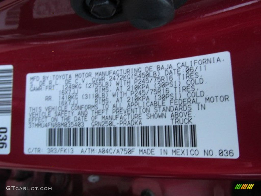 2011 Tacoma V6 SR5 Double Cab 4x4 - Barcelona Red Metallic / Graphite Gray photo #19