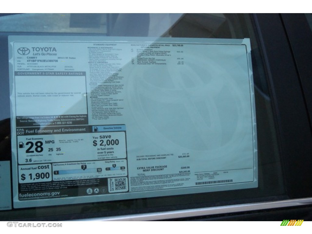 2014 Camry SE - Attitude Black Metallic / Black photo #10