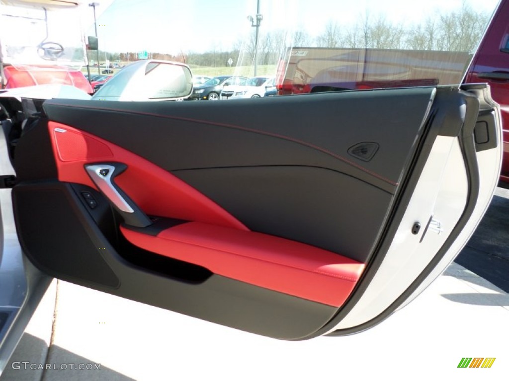 2014 Chevrolet Corvette Stingray Coupe Adrenaline Red Door Panel Photo #92373618