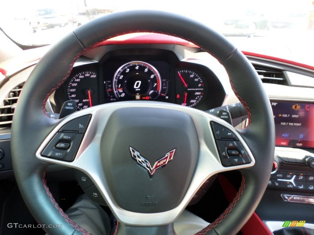 2014 Chevrolet Corvette Stingray Coupe Adrenaline Red Steering Wheel Photo #92373984